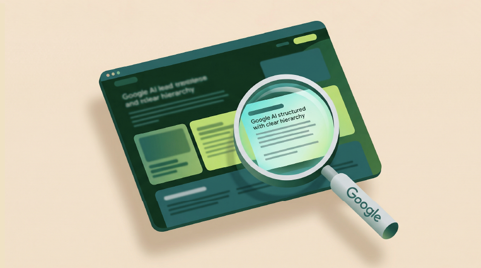 Google refuerza la visibilidad de los enlaces en AI Overviews en una ventana web